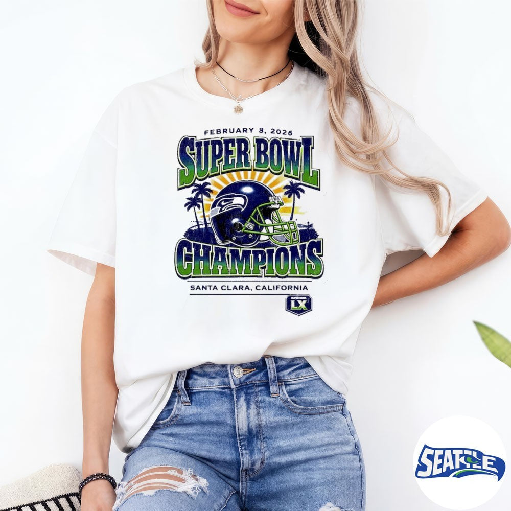 2026 Seattle Seahawks Super Bowl LX Champions Santa Clara CA Vintage Logo shirt