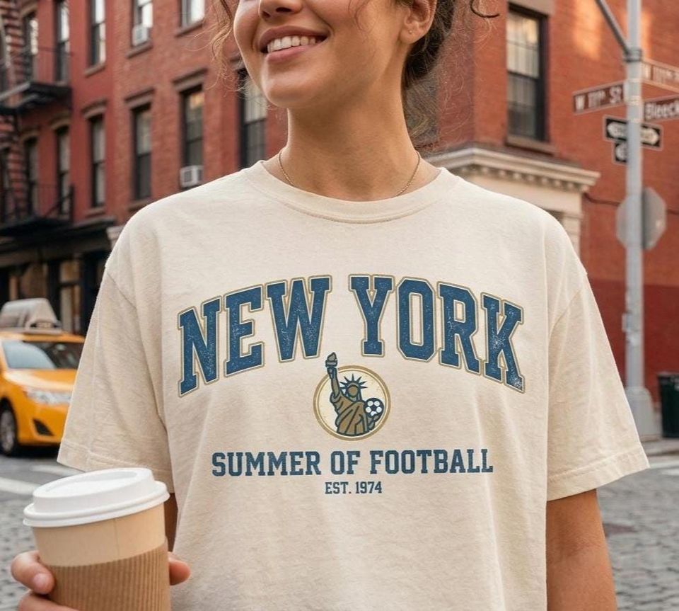 New York Soccer Boxy Tee, Vintage Summer Football Shirt