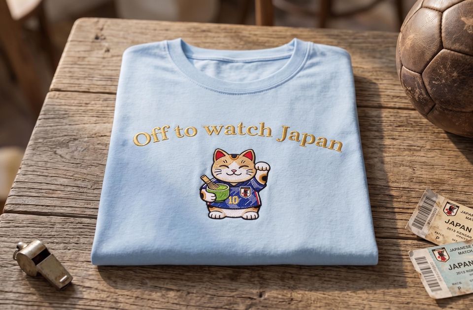 Embroidered Off To Watch Japan T-shirt, Japan Soccer Fan Gift, World Cup Goat