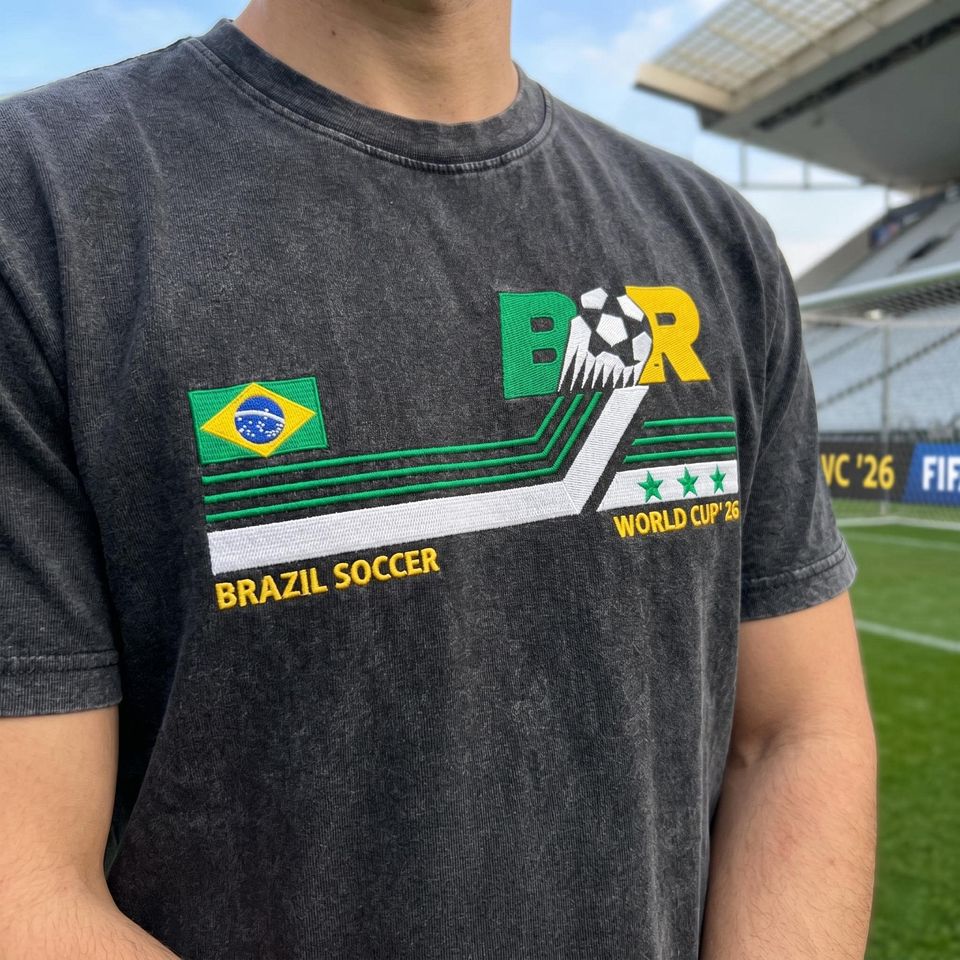 Embroidered Brazil Soccer T-Shirt, World Cup 2026 Football Jersey, Soccer Fan Gift