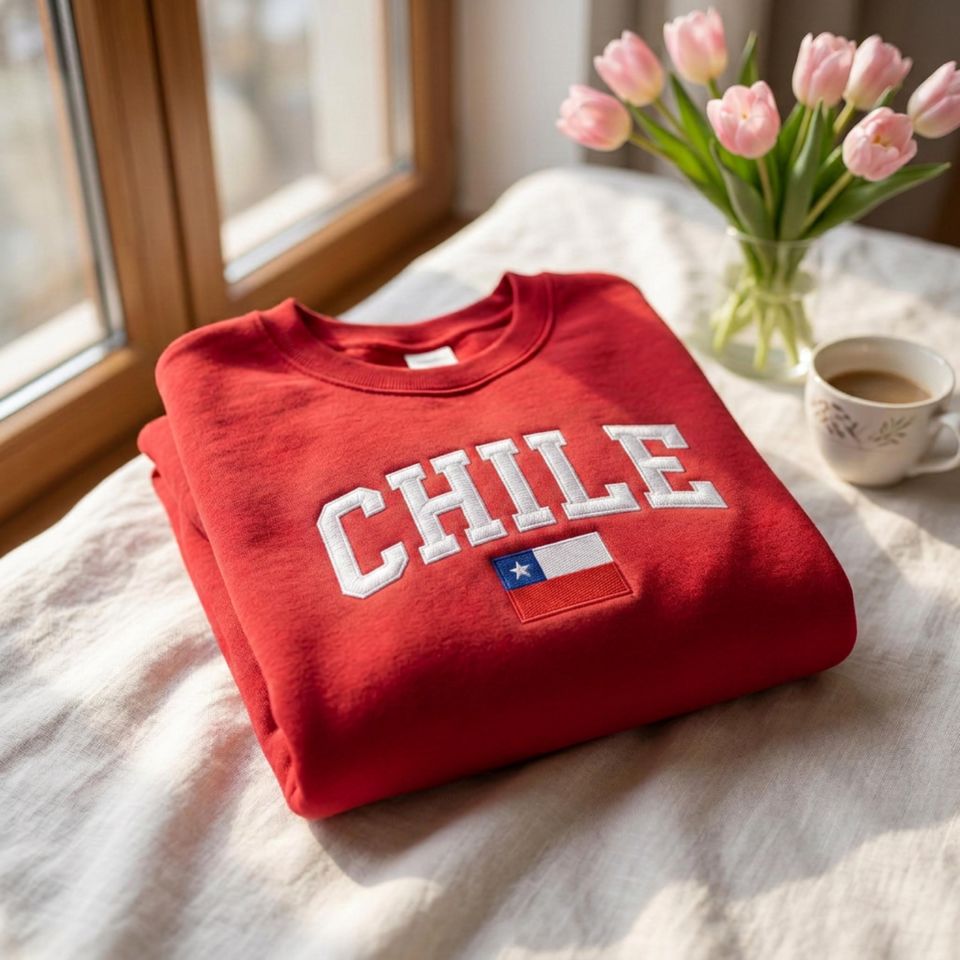 Embroidered Chile Soccer Retro Sweatshirt | International Fan Match Day Apparel
