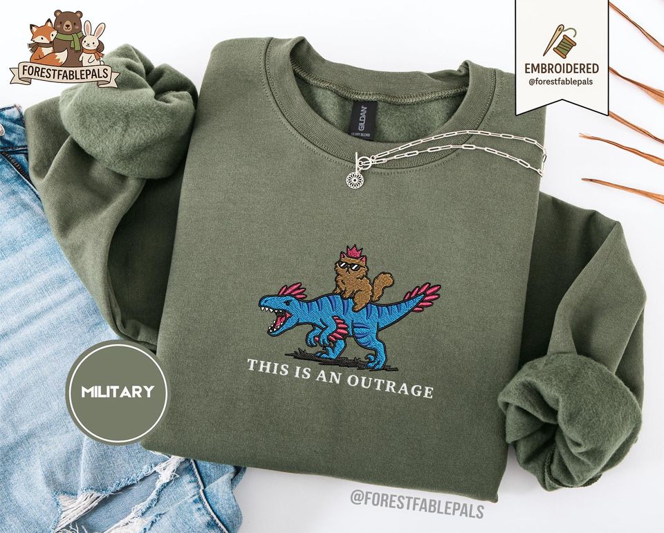 Embroidered Princess Donut and Mongo Sweatshirt, Dungeon Crawler Carl Tee Fantasy Book Reader Geeky Cat Lover Tshirt Mongo Bookish Merch