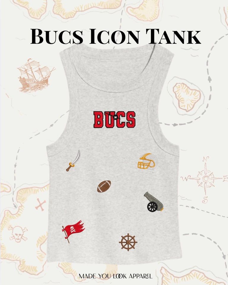 Custom Embroidered Tampa Bay football Football Tank Top, Tampa Bay Fan Apparel, Game Day Shirt, Bucs