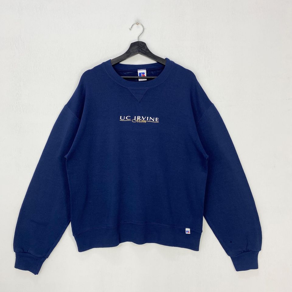 Vintage 90s University California Irvine Sweatshirt Crewneck Pullover Irvine Anteaters Embroidered Logo Blue Medium