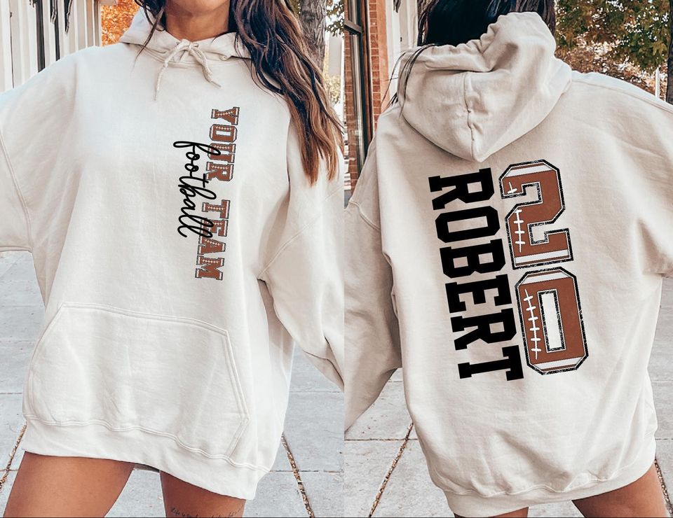 Football Mascot Name Sweatshirt With Kids Name & Number, School Mascot Name Football Shirt, Gift For Football Mom, Football Fan Shirt