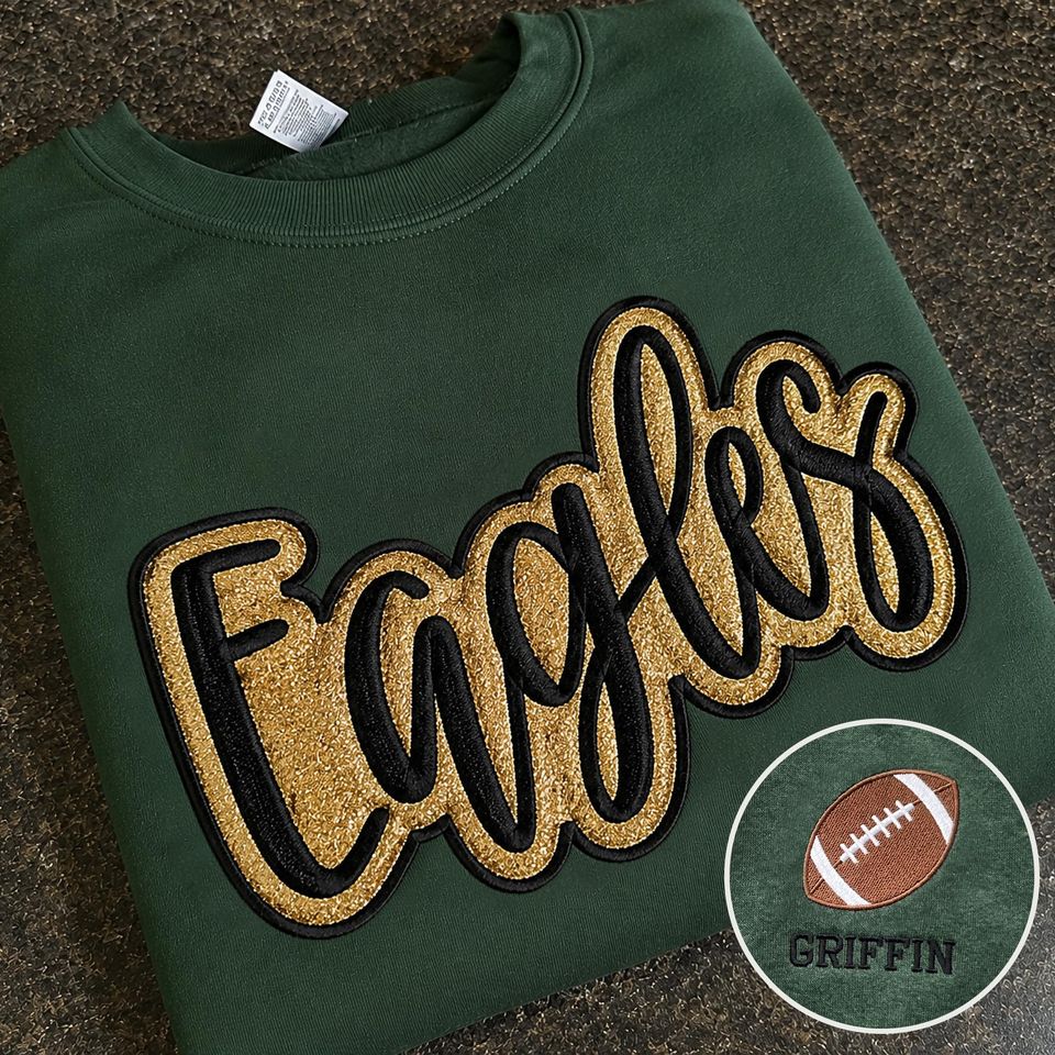 Custom Game Day Sweatshirt, Glitter Applique Mascot, Custom Football Sweatshirt, School Spirit Wear, College Team Crewneck