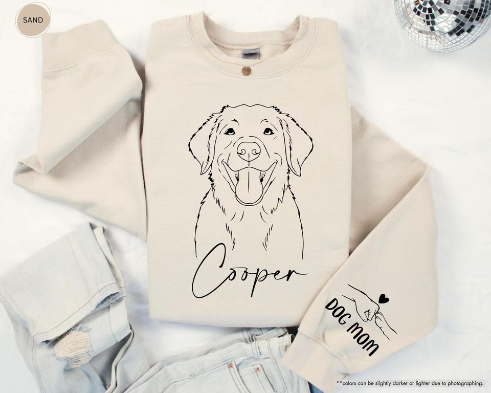 Custom Dog Portrait Sweatshirt, Dog Mom Sweatshirt, Cat Mom Gift, Custom Cat Photo Hoodie, Pet Photo Gift, Pet Lover Gift, Mothers Day Gift