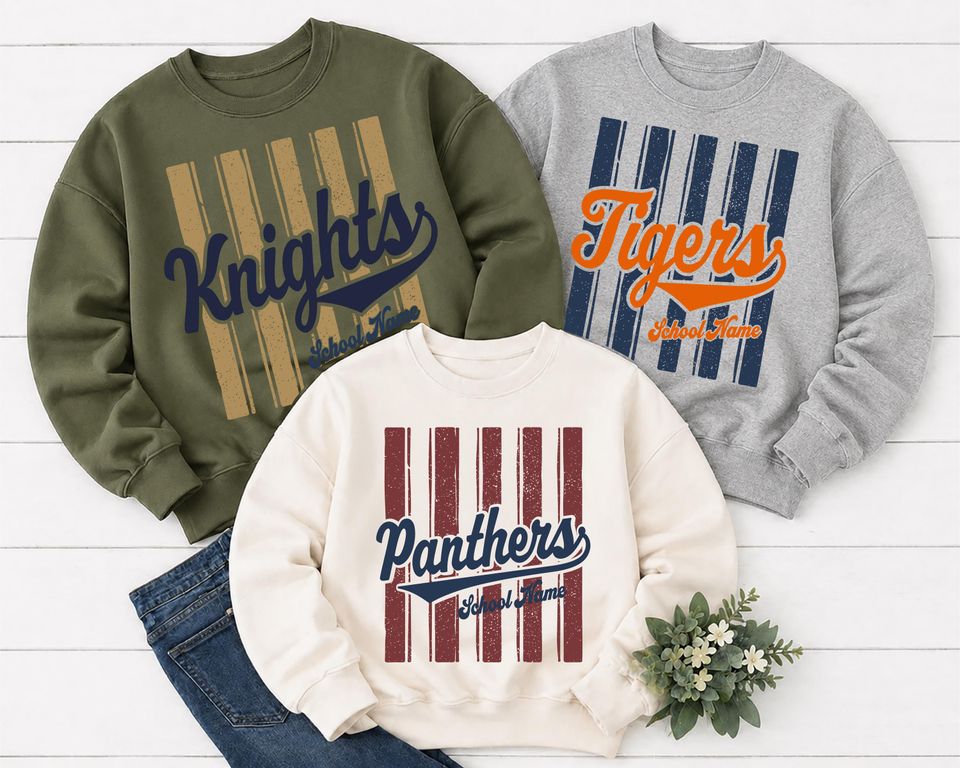 Custom Mascot Sweatshirt, School Spirit Hoodie, Football Baseball Softball Team Shirt, Back To School Gift, CS85
