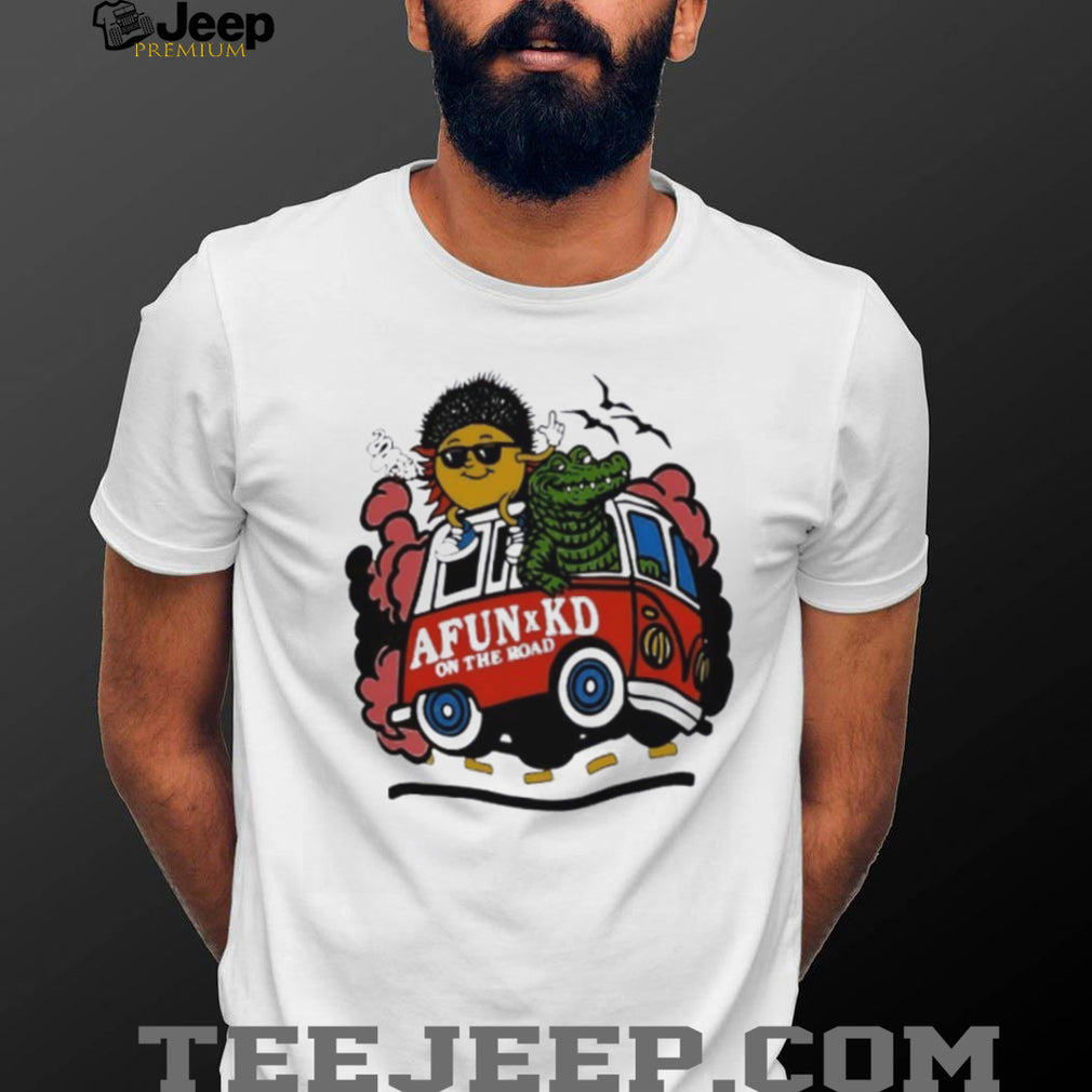 Afun x KD on the Road cartoon graphic shirt