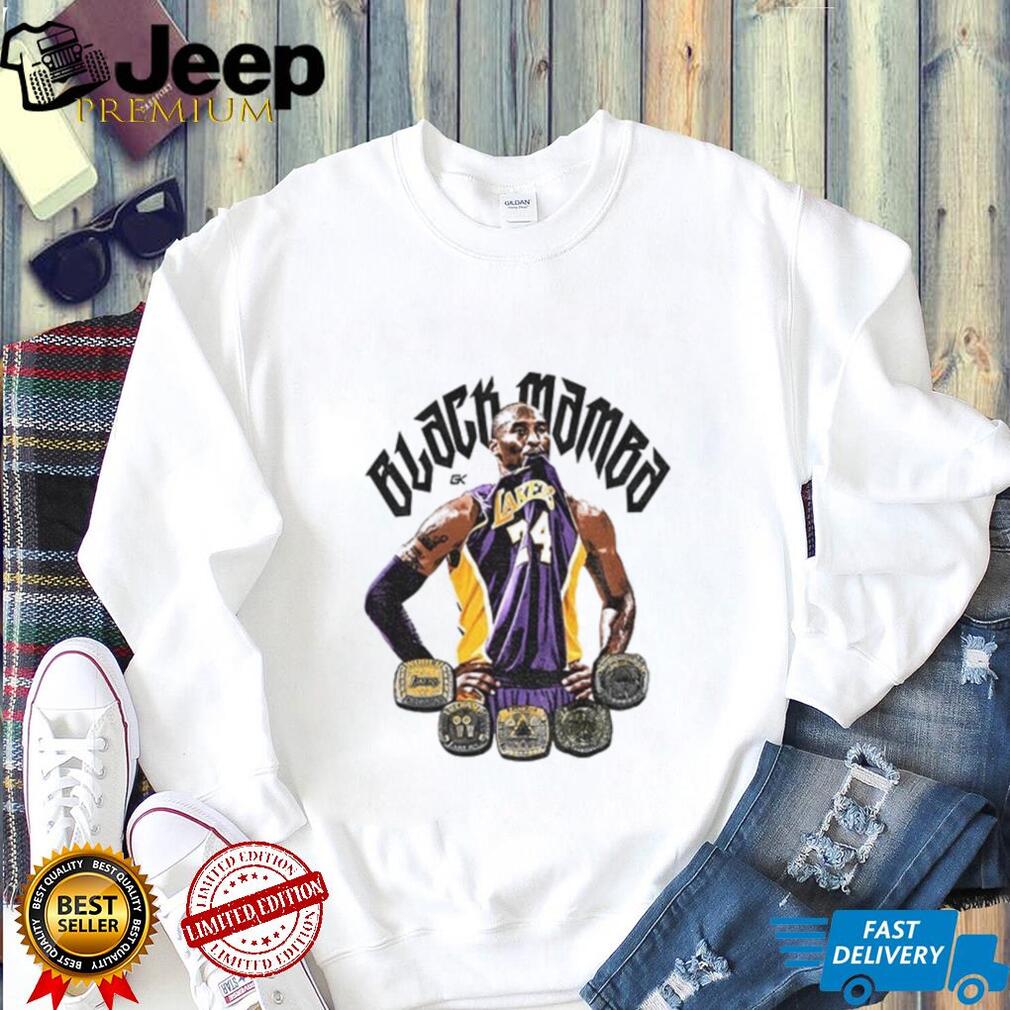 Kobe Bryant Los Angeles Lakers championship rings Black Mamba jersey print shirt