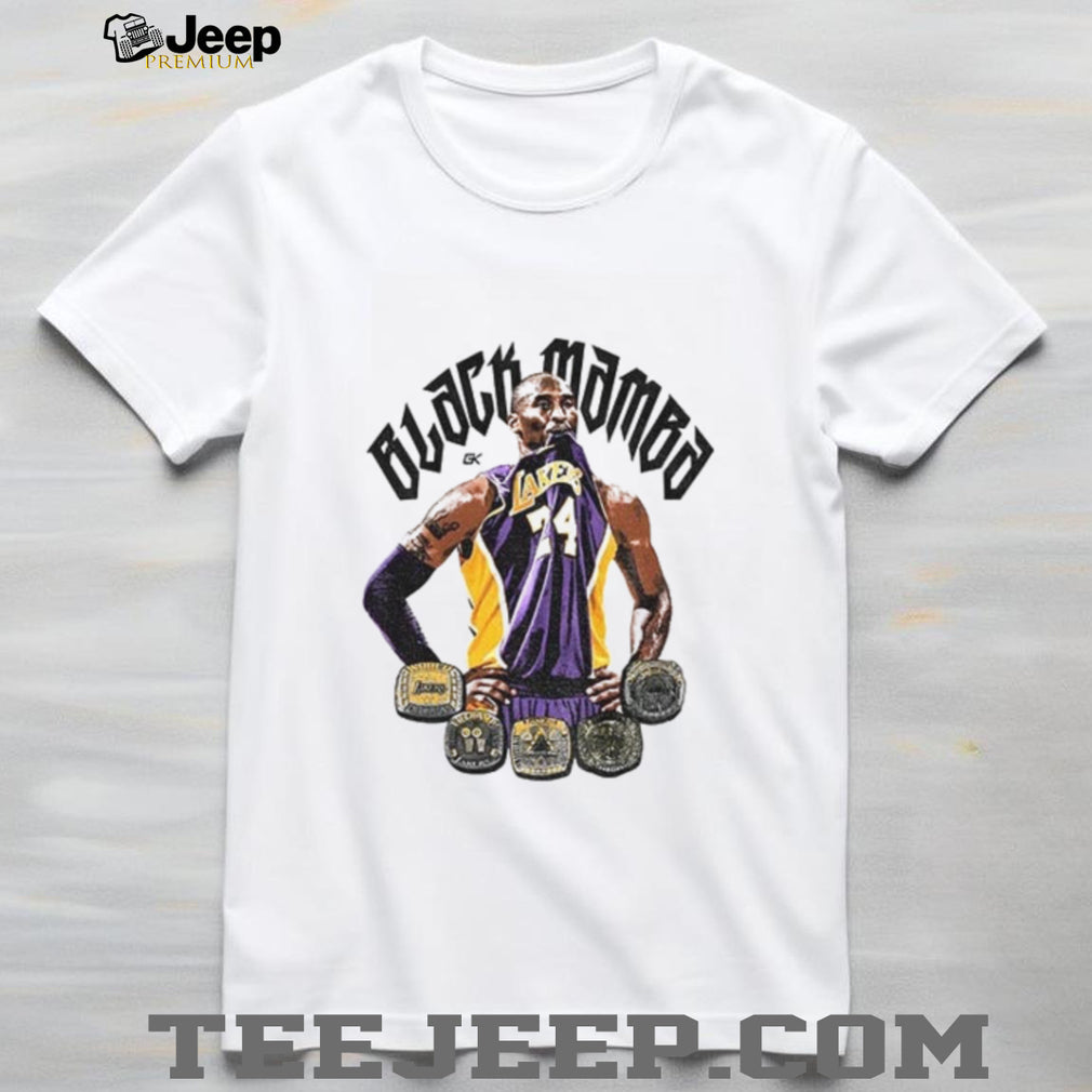 Kobe Bryant Los Angeles Lakers championship rings Black Mamba jersey print shirt
