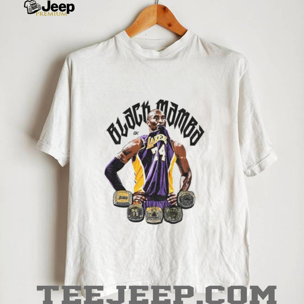 Kobe Bryant Los Angeles Lakers championship rings Black Mamba jersey print shirt