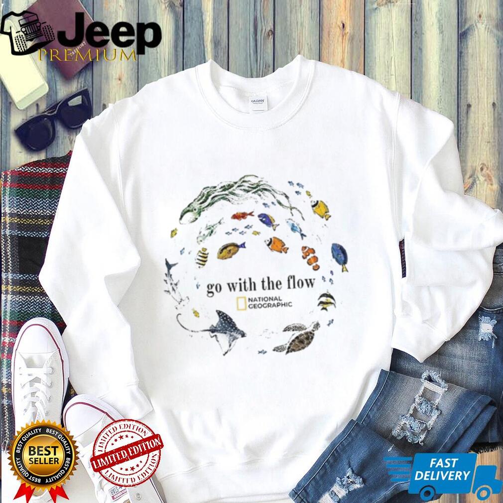 Marine Animals Go With The Flow Sea Turtle Fish shirt