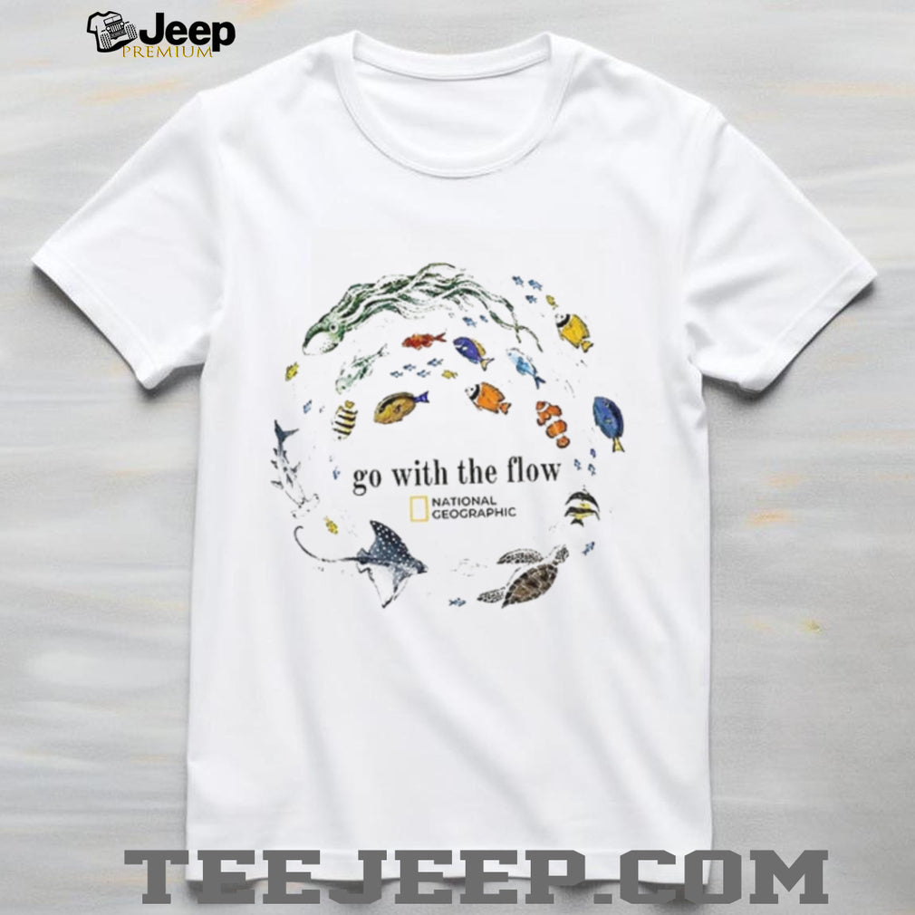Marine Animals Go With The Flow Sea Turtle Fish shirt
