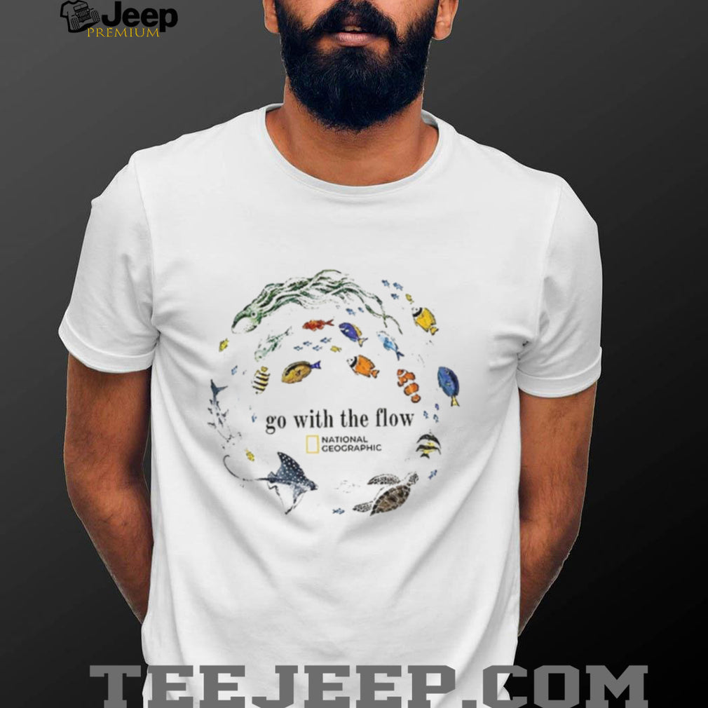 Marine Animals Go With The Flow Sea Turtle Fish shirt