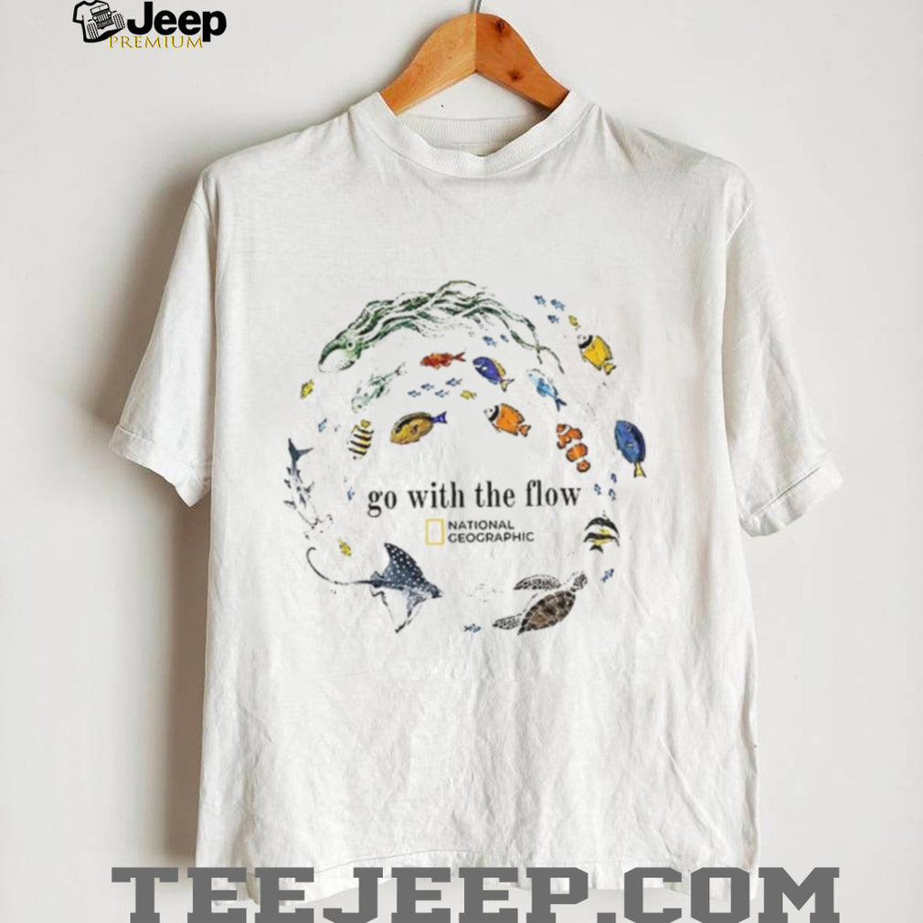 Marine Animals Go With The Flow Sea Turtle Fish shirt