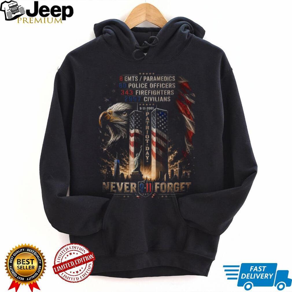 Never Forget 9 11 Patriot Day American Eagle First Responders Shirt