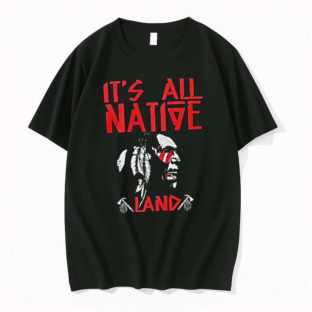 Officials Its All Native Land Indigenous Warrior Profile Face Paint Tomahawks Youth T Shirt Sweater