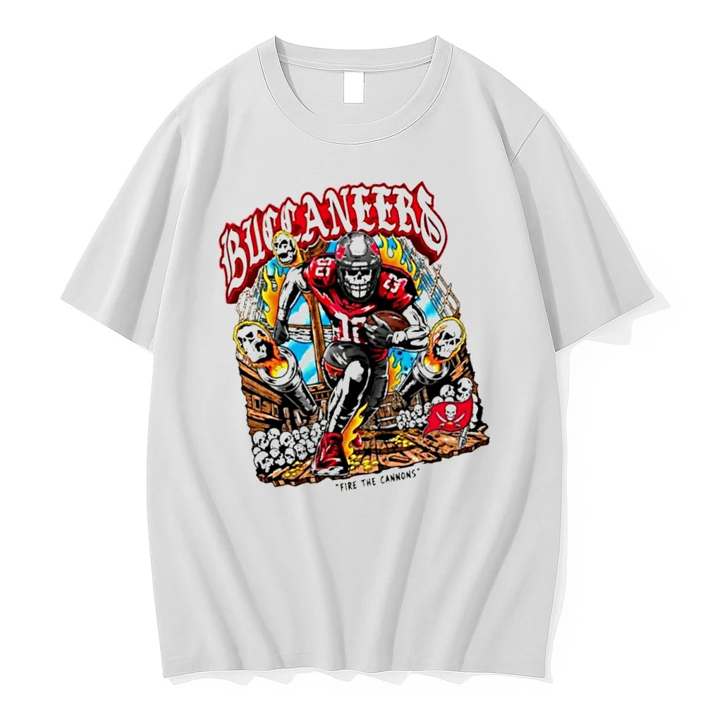 Officials Tampa Bay Buccaneers No 12 Skull Football Player Fire The Cannons T Shirt Sweater