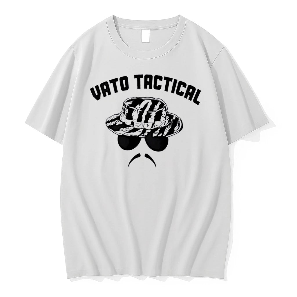 Officials Vato Tactical Tiger Stripe Boonie Hat Sunglasses Mustache White Womens T Shirt Sweater