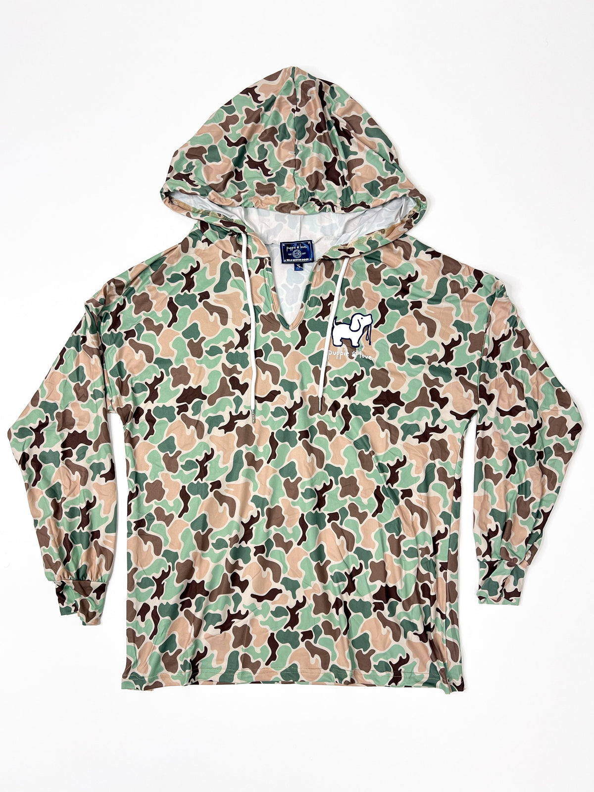 OLD SCHOOL CAMO PUP LOUNGE HOODIE