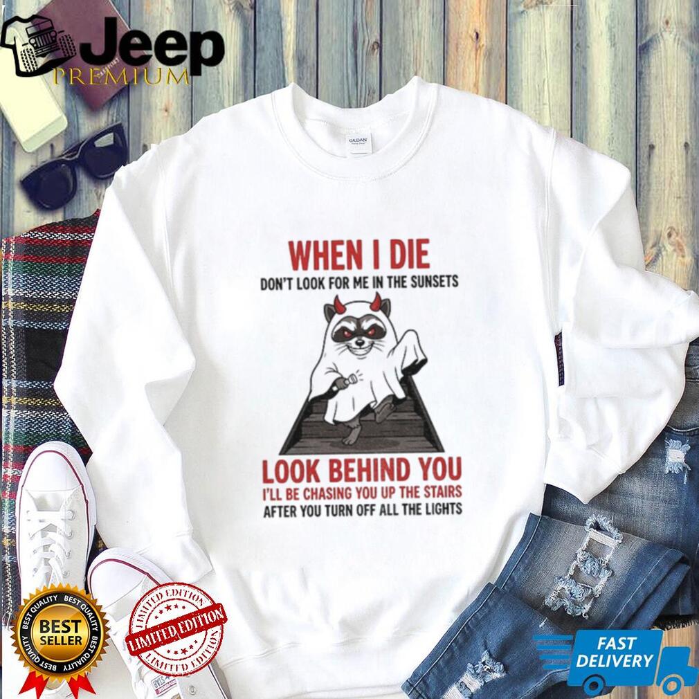 Raccoon Ghost Shirt When I Die Don’t Look For Me In The Sunsets Look Behind You
