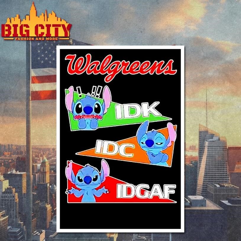 Stitch X Walgreens Mood Idk I Dont Care Idc I Dont Care Idgaf Shirt