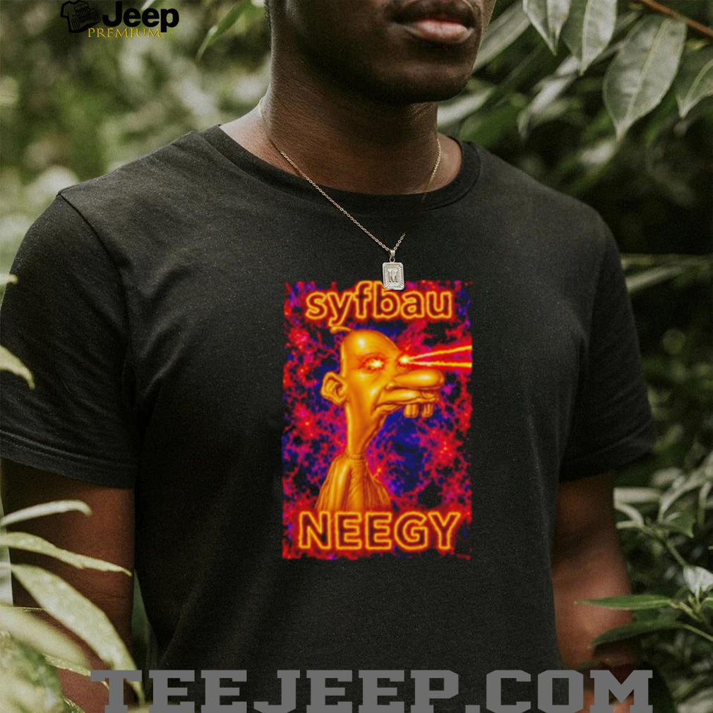 Syfbau Neegy laser eyes graphic shirt