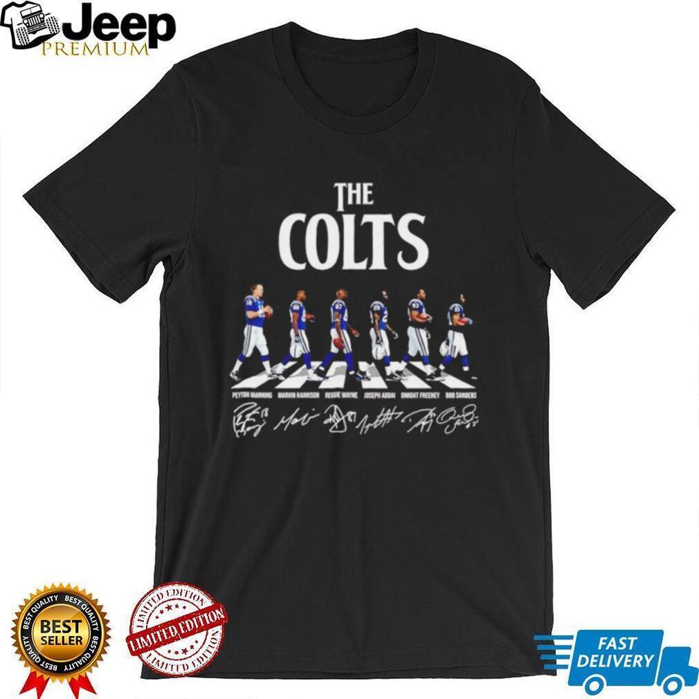 The Colts Peyton Manning Marvin Harrison Reggie Wayne Joseph Addai Dwight Freeney Bob Sanders Colts Signatures T Shirt