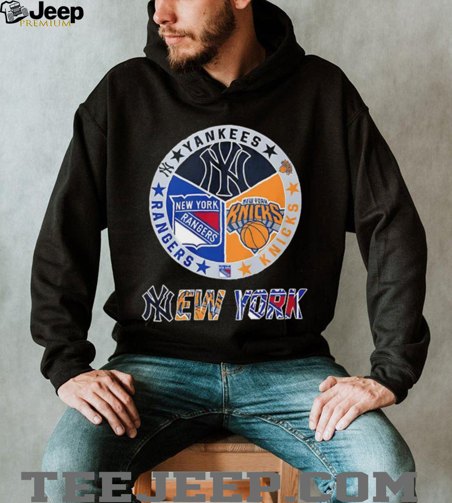Yankees Rangers Knicks New York sports team logo shirt