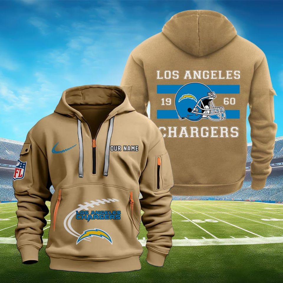 Custom Los Angeles Chargers Tactical Quarter Zip Hoodie