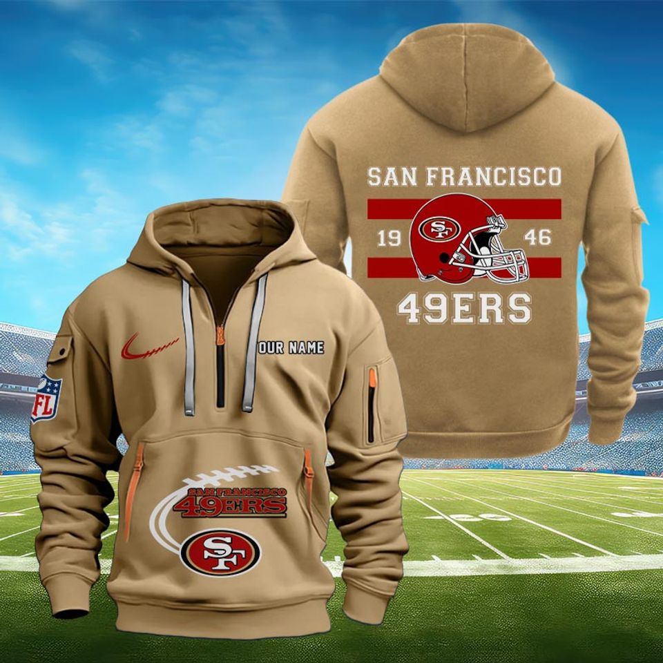 San Francisco Custom Football Tactical Quarter Zip Hoodie