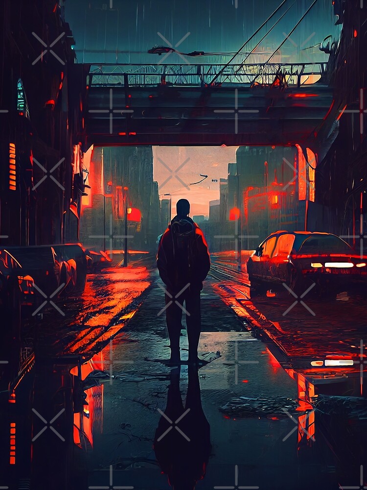 Lonely Rainy Night in Cyberpunk City #5 by Artistic Pandas
