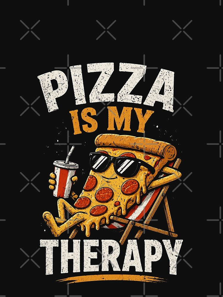Pizza Is My Therapy – Funny Food Lover Vintage Design by simplelinestudio