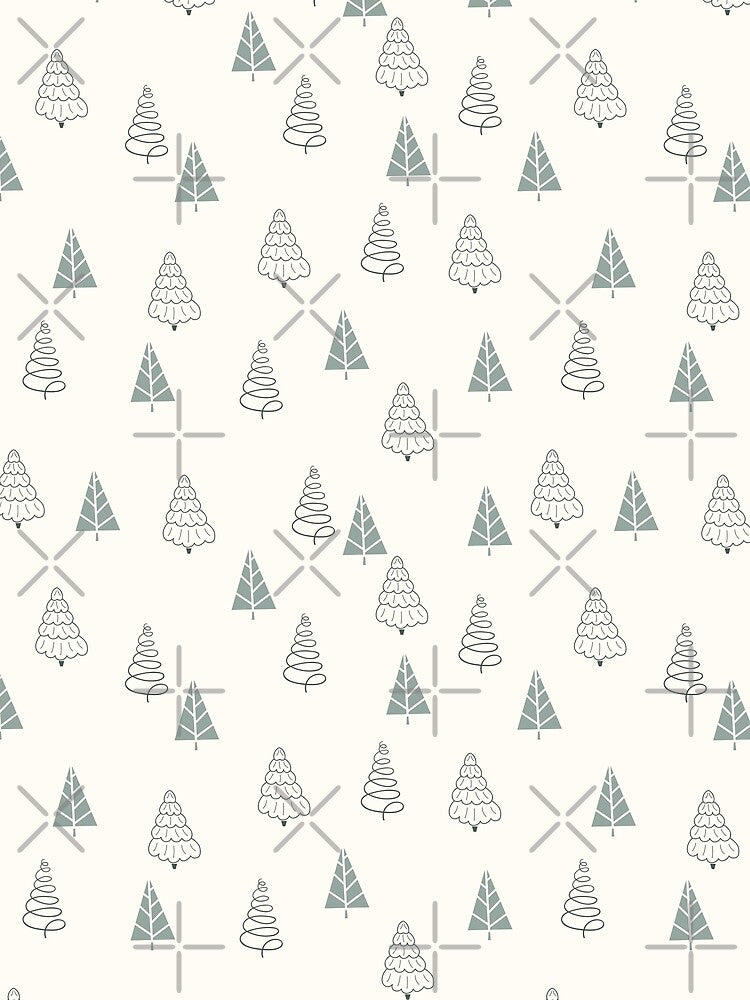 Hand Drawn Doodle Christmas Tree Pattern Green 3 by Vi-Sko