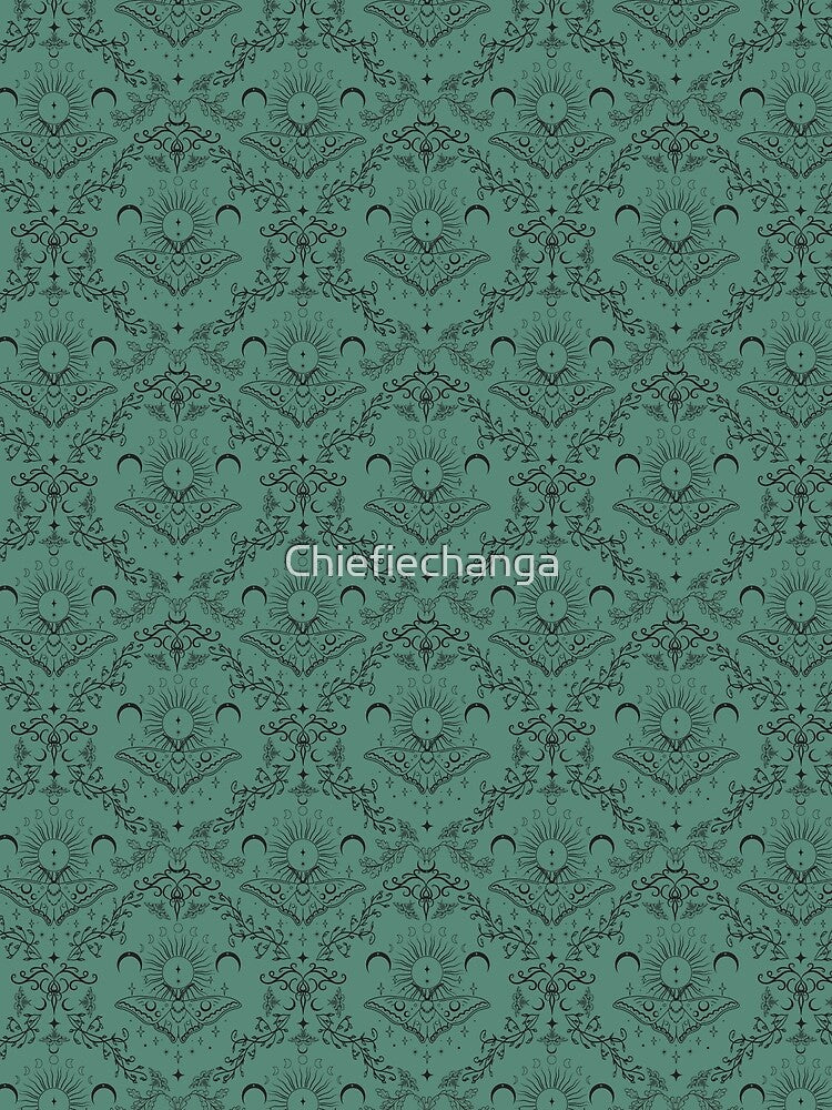 Whimsical Moon Moth Celestial Sage Green by Chiefiechanga