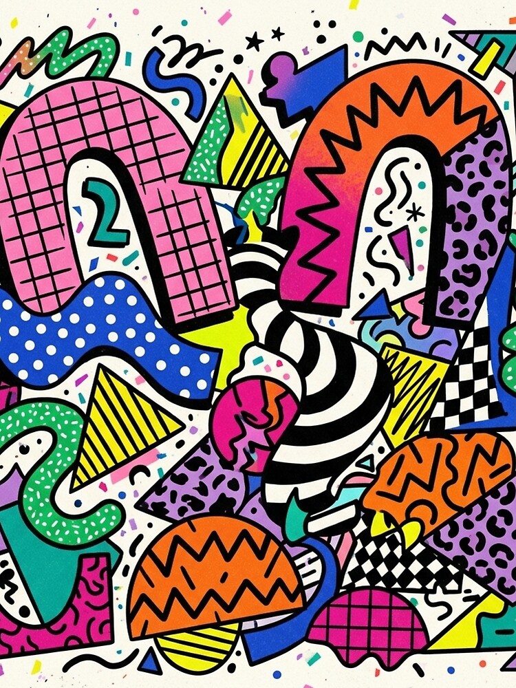 Retro Memphis Doodle Pattern | Colorful 80s Geometric Abstract Shapes | Pop Art Design by lavanya11