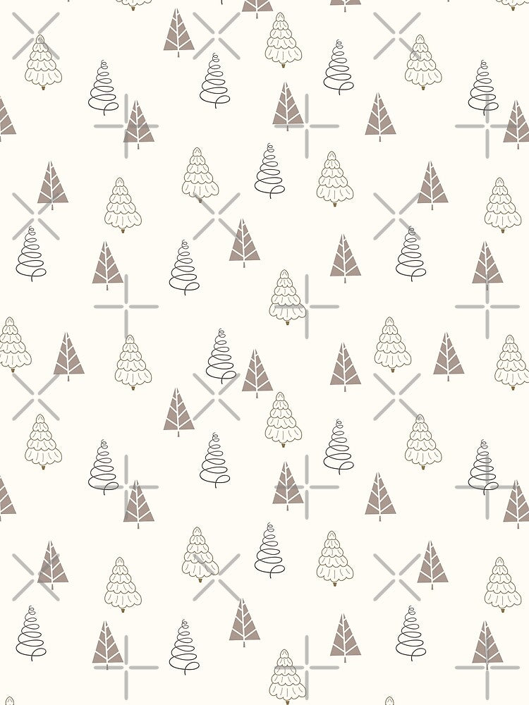 Hand Drawn Doodle Christmas Tree Pattern Brown 3 by Vi-Sko
