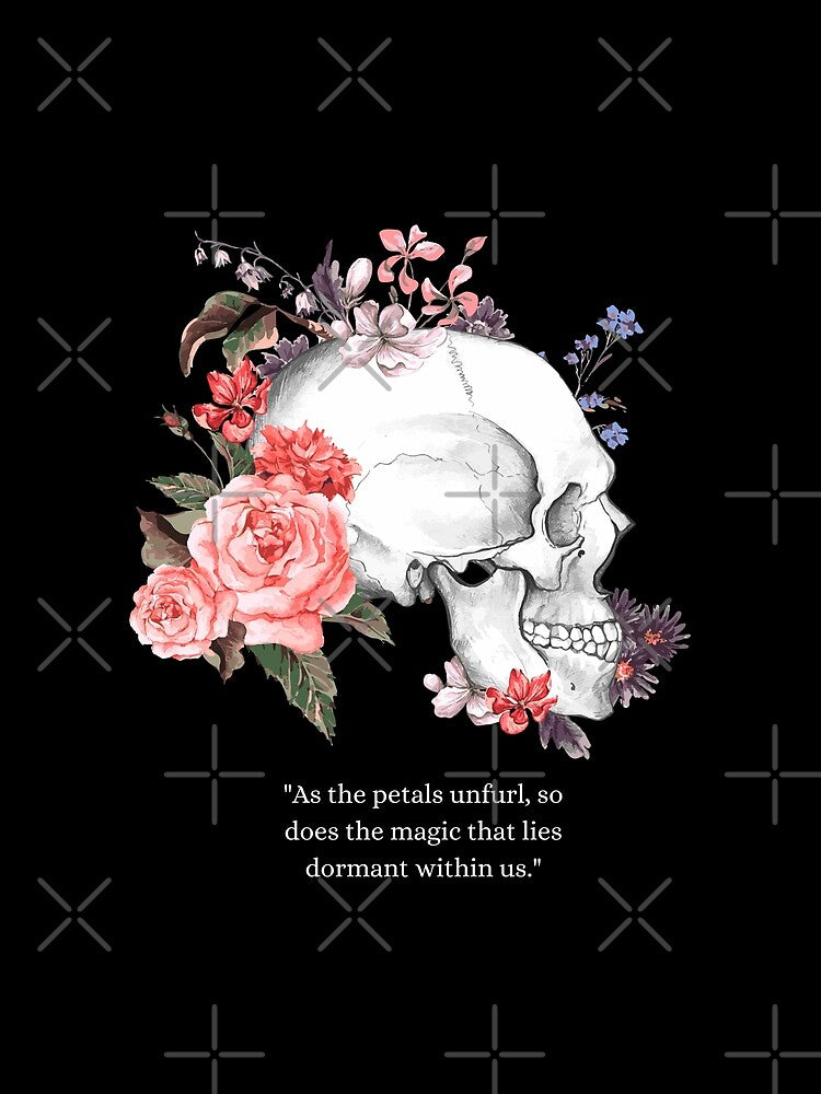 As The Petals Unfurl Magic Floral Skull by Witty Kitty Creations