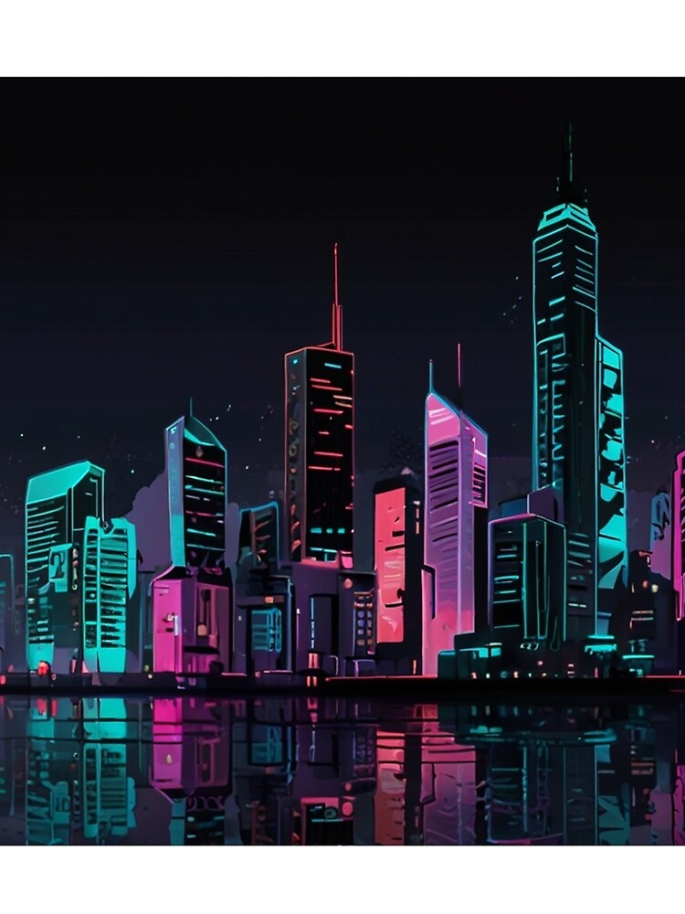 Neon City Cyberpunk Street Art | High Contrast Spectral Anime Print by Joy-boy-op