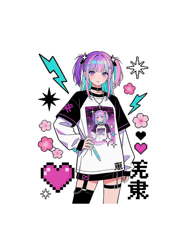 Y2K Anime Girl Vaporwave Streetwear by Sovira Studio