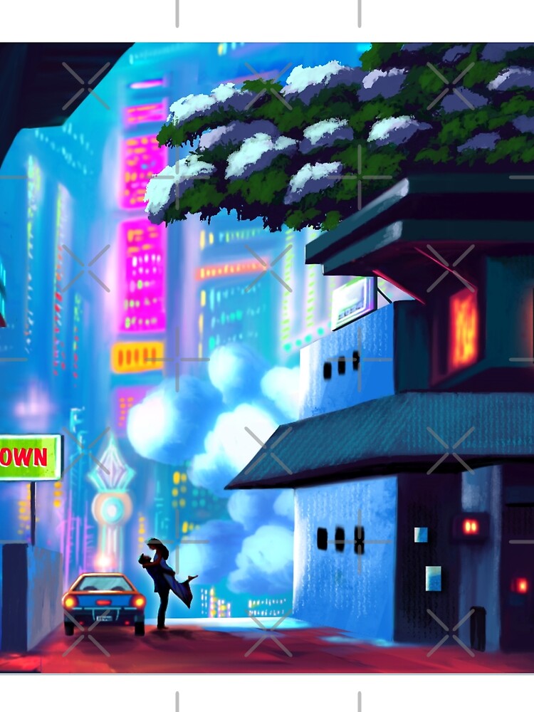 Cyberpunk Neon City Night Procreate Art by ExploreAura Studio