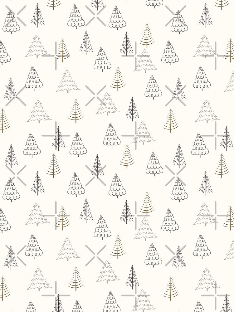 Hand Drawn Doodle Christmas Tree Pattern Brown by Vi-Sko
