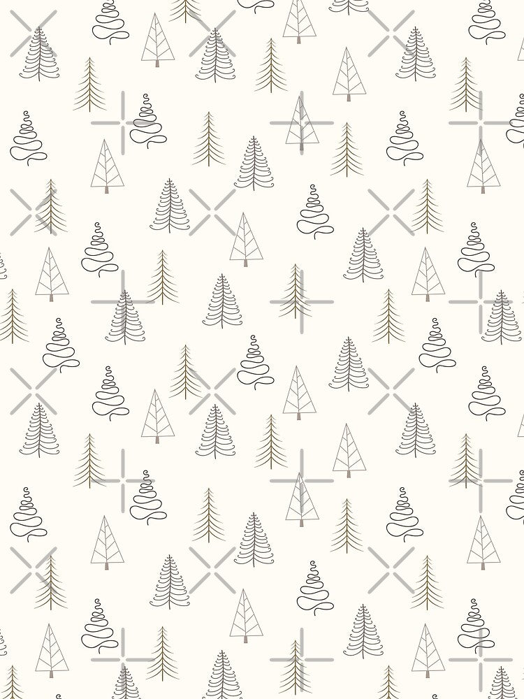 Hand Drawn Doodle Christmas Tree Pattern Brown 2 by Vi-Sko