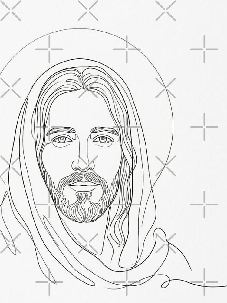 Minimalist drawing of Jesus Christ's face, one line on a white background. by MantoSagrado