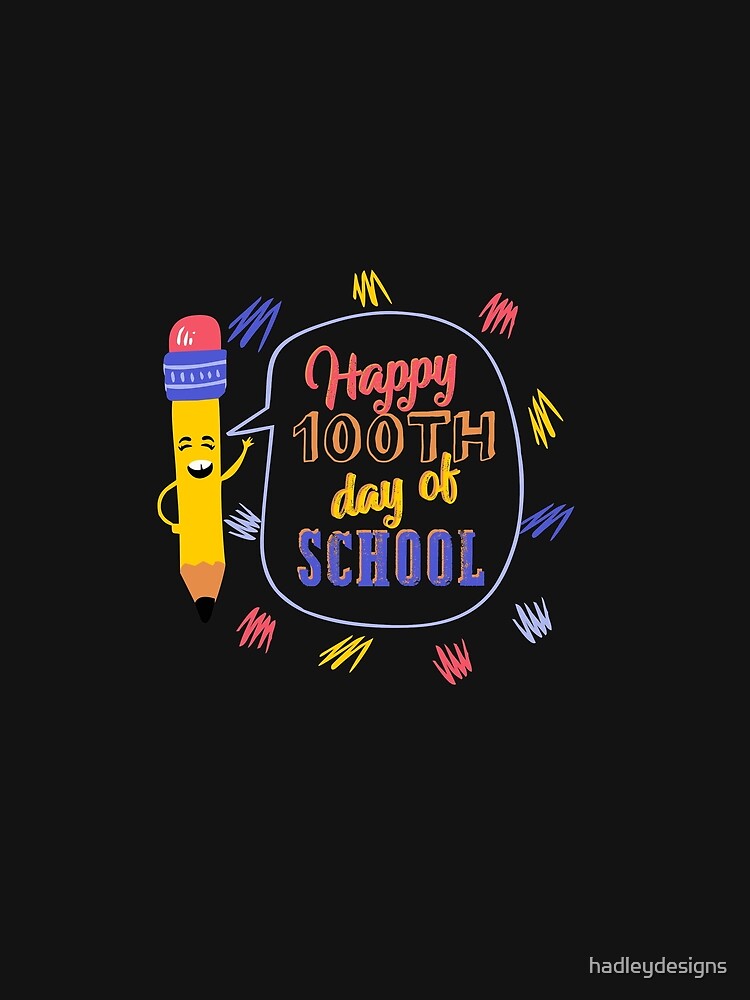 Happy 100th Day of School Cartoon Pencil Student 3 Copy Copy by hadleydesigns