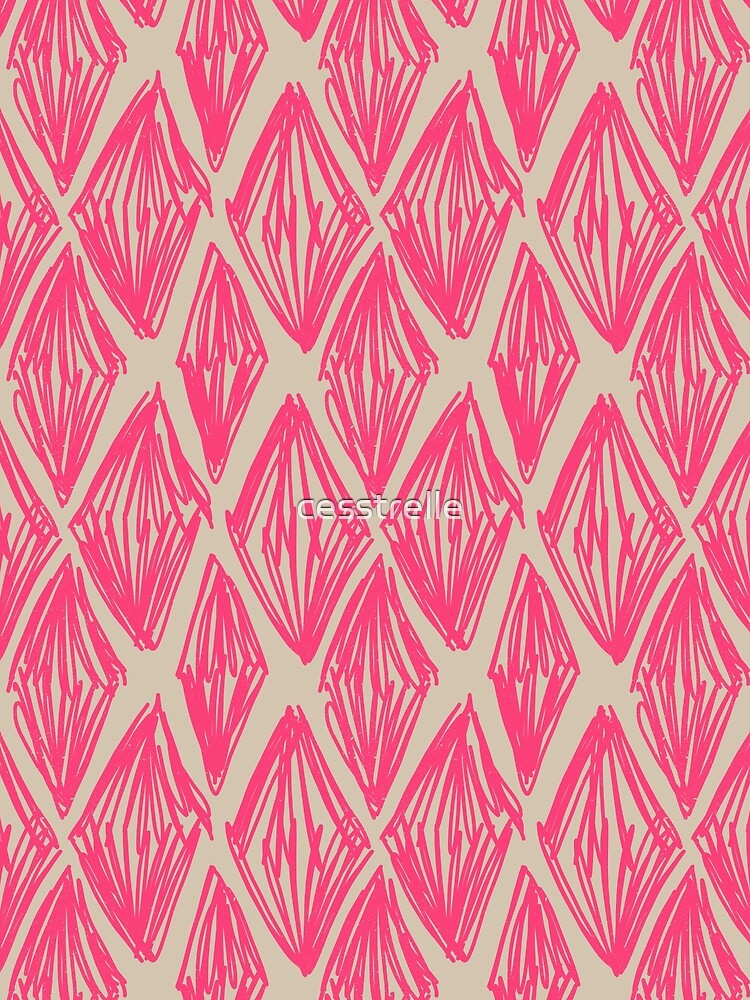 Pink Hand Drawn Diamond Pattern by H G  Designs