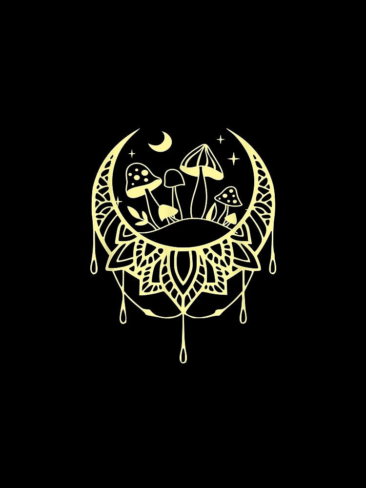 Aesthetic Mushroom Celestial Crescent Moon Cottagecore by yoselinemc
