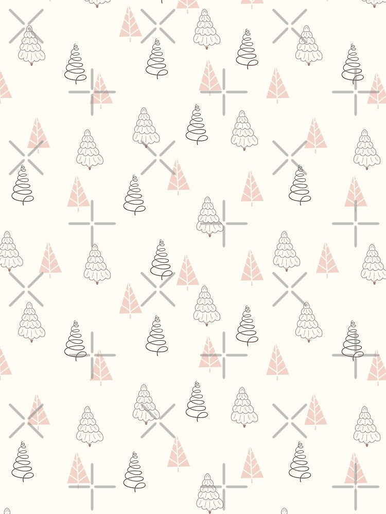 Hand Drawn Doodle Christmas Tree Pattern Pink 3 by Vi-Sko