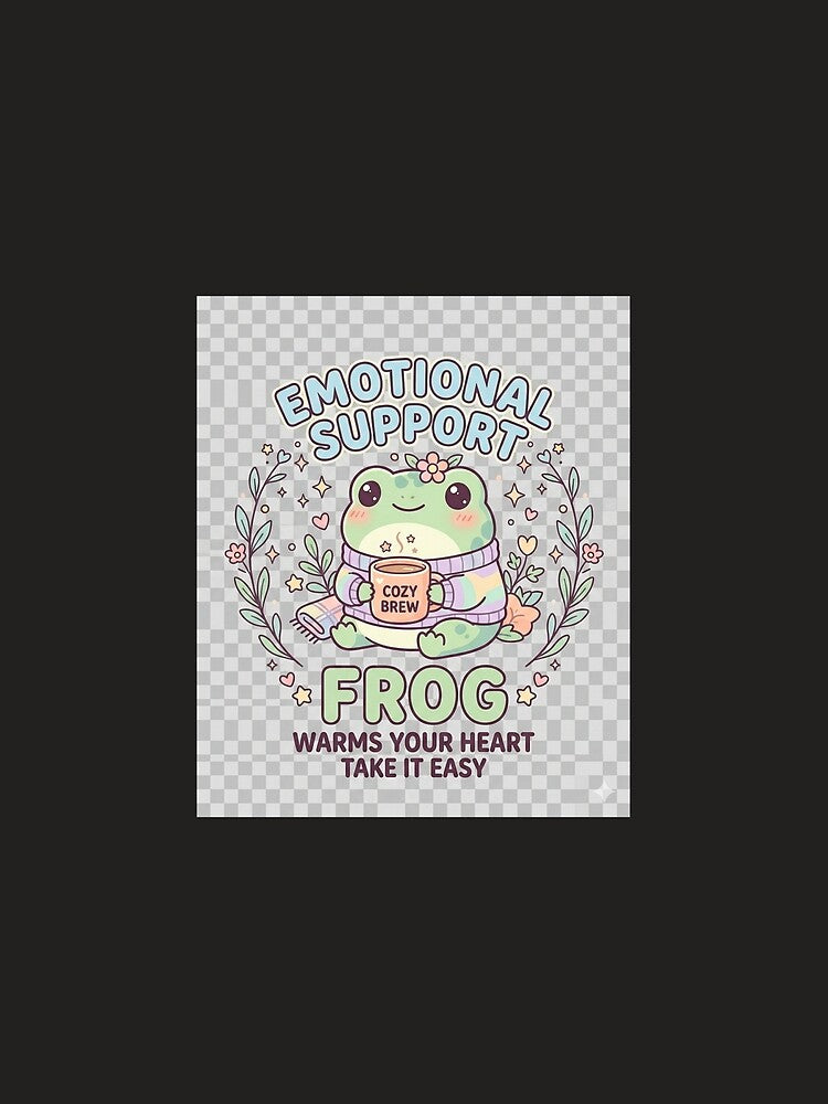 Cute Emotional Support Frog – Cozy Aesthetic Kawaii Frog With Coffee by R & K Fashions